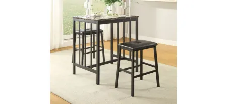 Flannery 3-pc. Counter Height Dining Set in Black by Homelegance