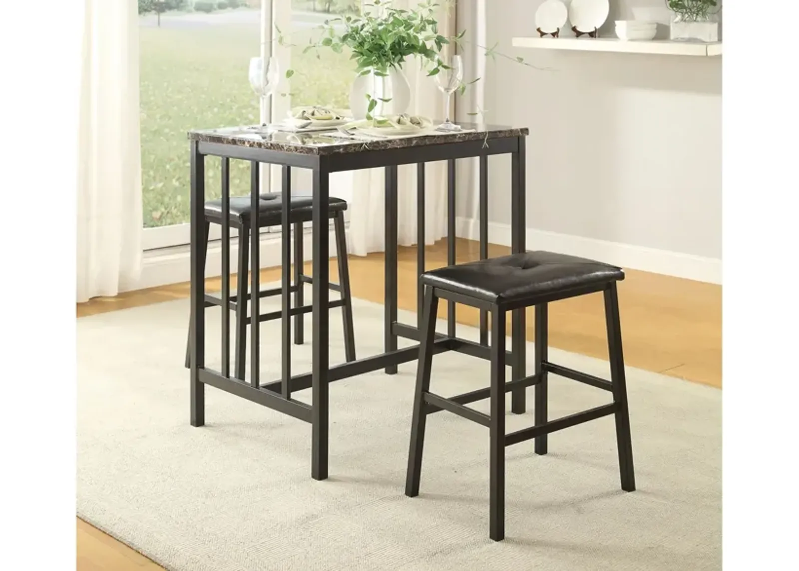 Flannery 3-pc. Counter Height Dining Set in Black by Homelegance