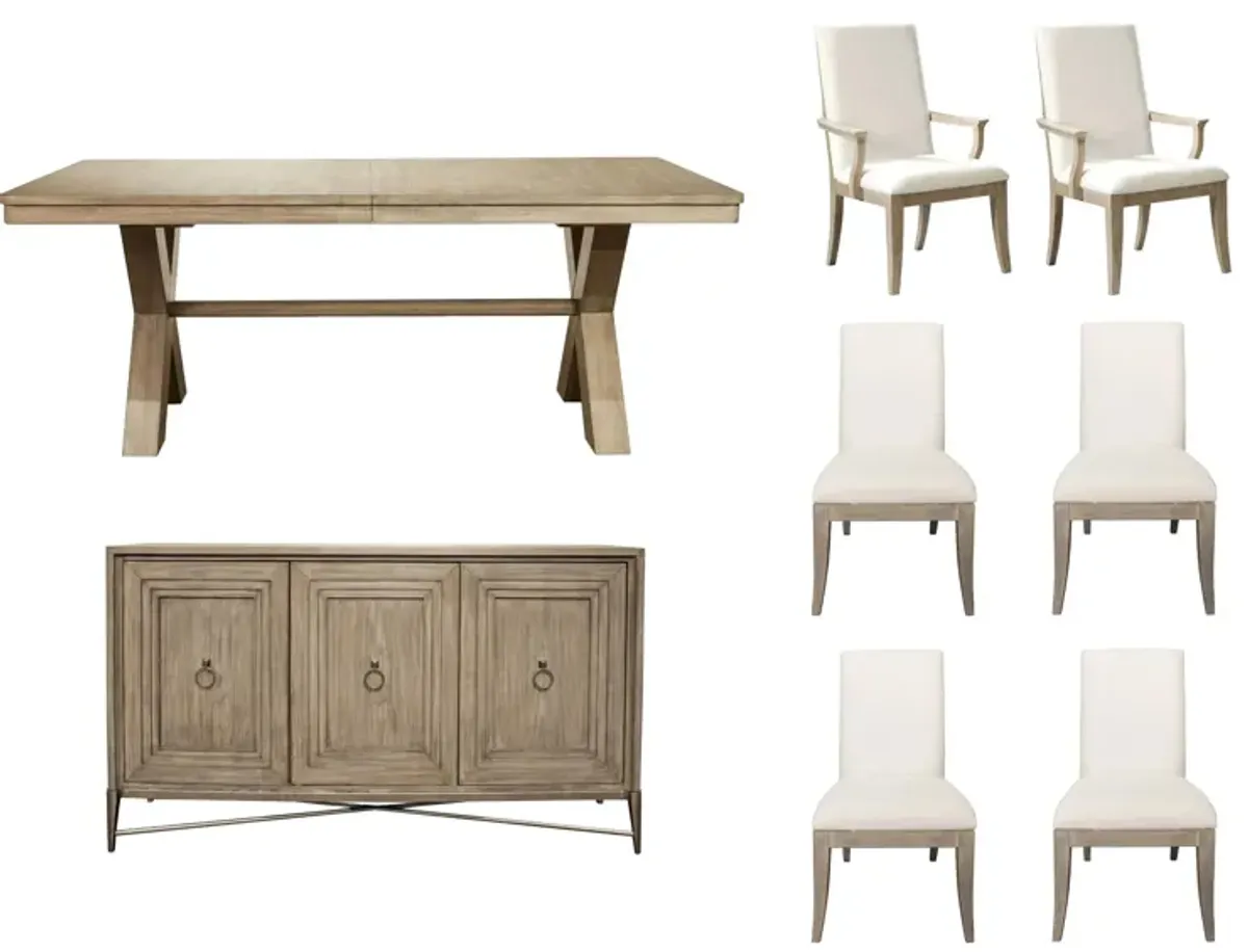 Torrin 7-pc. Dining Set w/ Upholstered Chairs & Half Price Server in Natural by Riverside Furniture