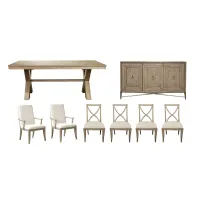 Torrin 7-pc. Dining Set w/ Upholstered Chairs & Half Price Server in Natural by Riverside Furniture