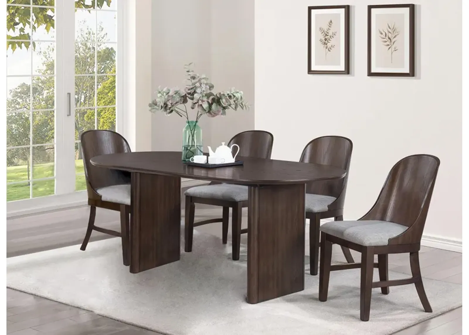 Cullen 5-pc. Dining Set in Brown Oak by Crown Mark