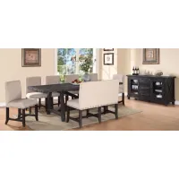 Zabela 8-pc. Dining Set w/ Bench and Upholstered Chairs in Beige/Gray by Bellanest