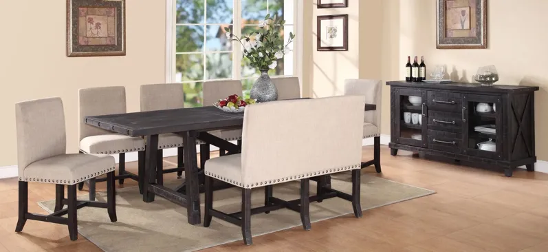 Zabela 8-pc. Dining Set w/ Bench and Upholstered Chairs in Beige/Gray by Bellanest