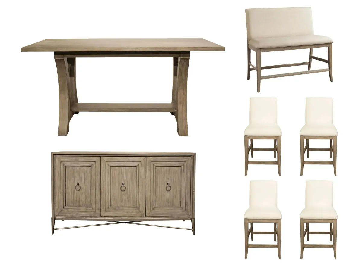 Torrin 7-pc. Counter-Height Dining Set & Half Price Server in Natural by Riverside Furniture