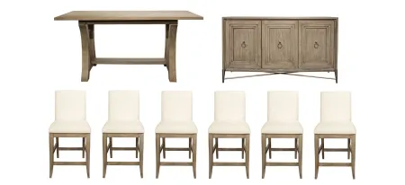 Torrin 7-pc. Counter-Height Dining Set & Half Price Server in Natural by Riverside Furniture