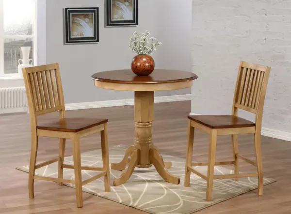 Brook 3-pc. Round Dining Table Set w/ Slat Back Chairs