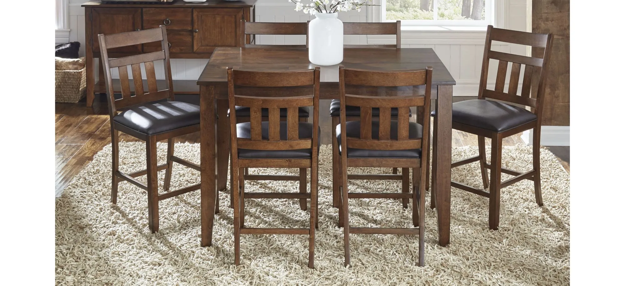Mase Gathering 7-pc. Counter-Height Dining Set in Macciato Brown by A-America