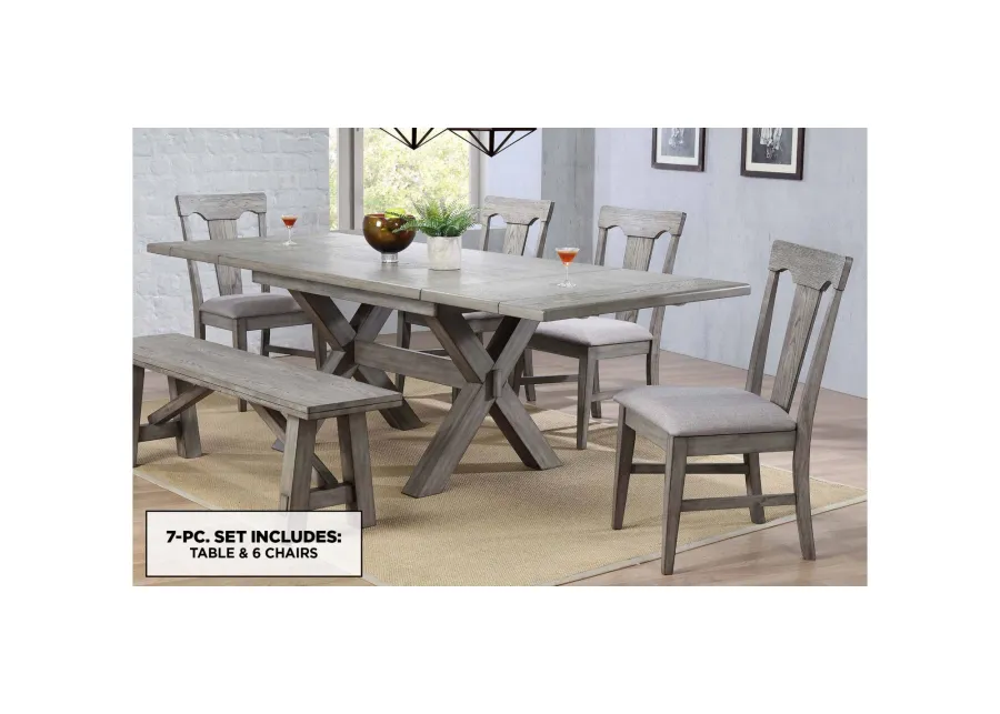 Graystone 7-pc. Dining Set w/ Upholstered Chairs in Burnished Gray by ECI