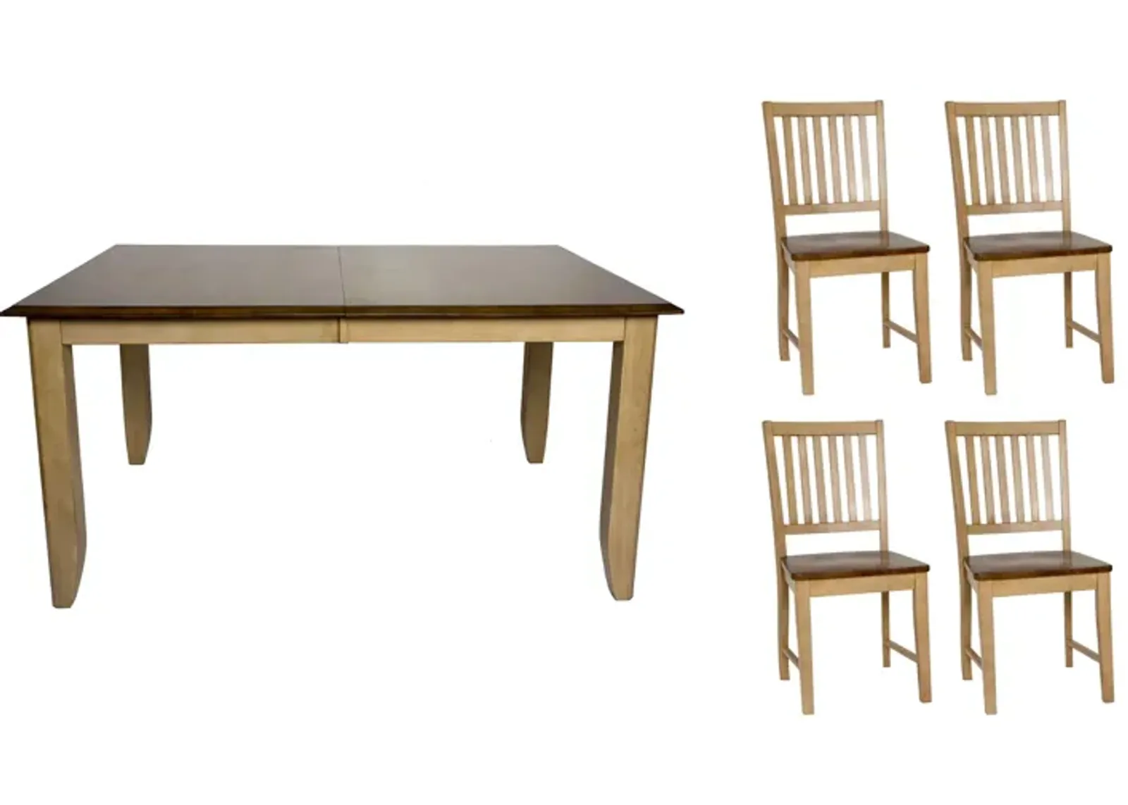 Brook 5-pc. Dining Set w/ Slat Back Chairs in Wheat and Pecan by Sunset Trading