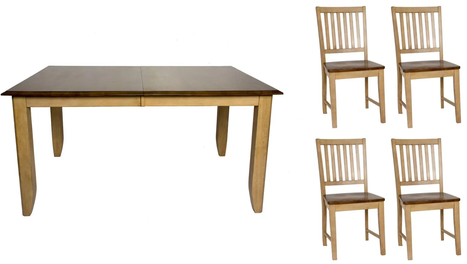 Brook 5-pc. Dining Set w/ Slat Back Chairs in Wheat and Pecan by Sunset Trading