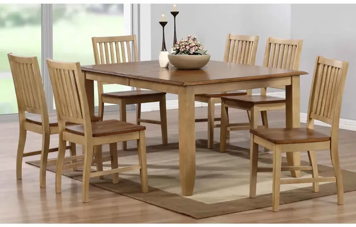 Brook 7-pc. Dining Set w/ Slat Back Chairs in Wheat and Pecan by Sunset Trading