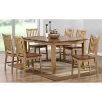 Brook 7-pc. Dining Set w/ Slat Back Chairs in Wheat and Pecan by Sunset Trading