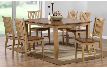 Brook 7-pc. Dining Set w/ Slat Back Chairs in Wheat and Pecan by Sunset Trading