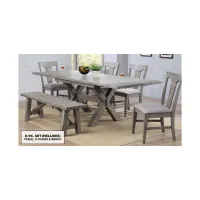 Graystone 6-pc. Dining Set w/ Upholstered Chairs in Burnished Gray by ECI