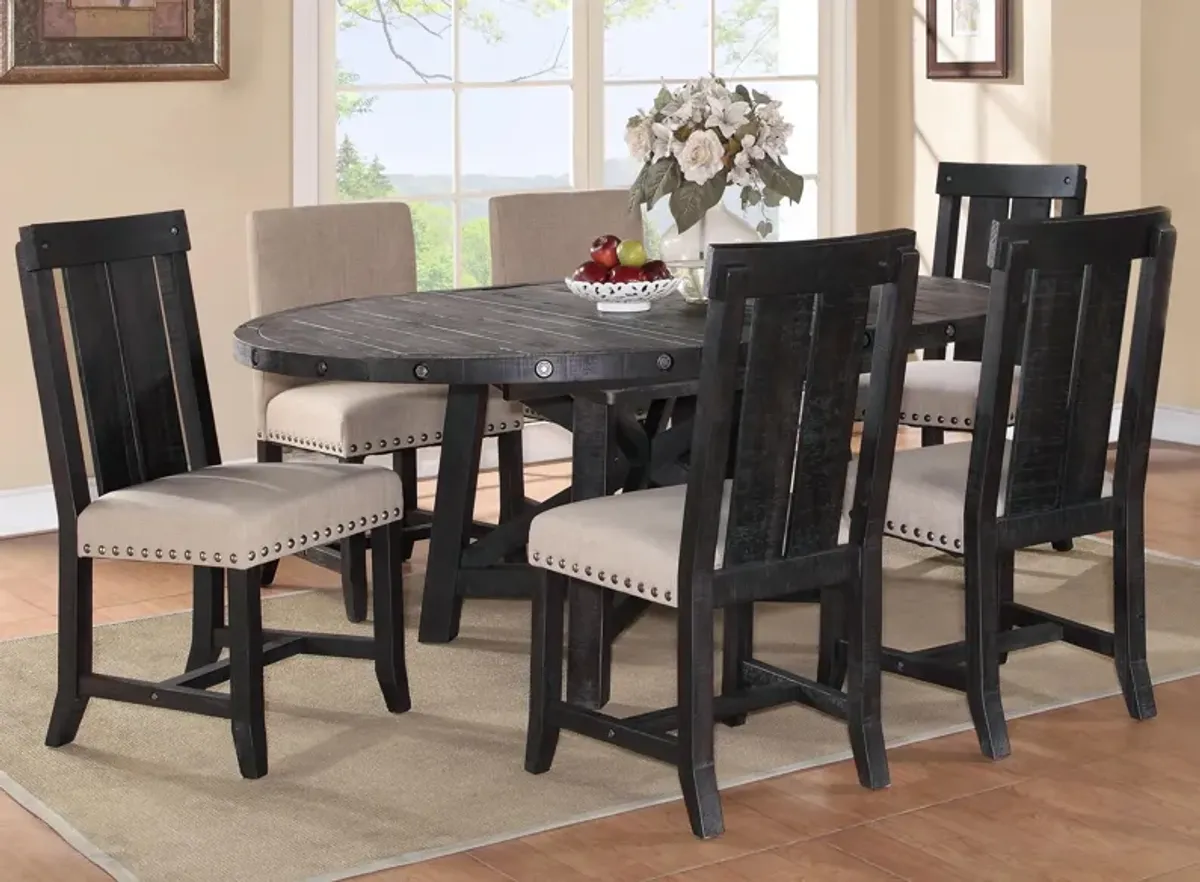 Zabela 7-pc. Round Dining Set w/ Upholstered Chairs