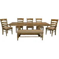Bennett 7-pc. Dining Set w/ Trestle Table in Smoky Quartz by A-America