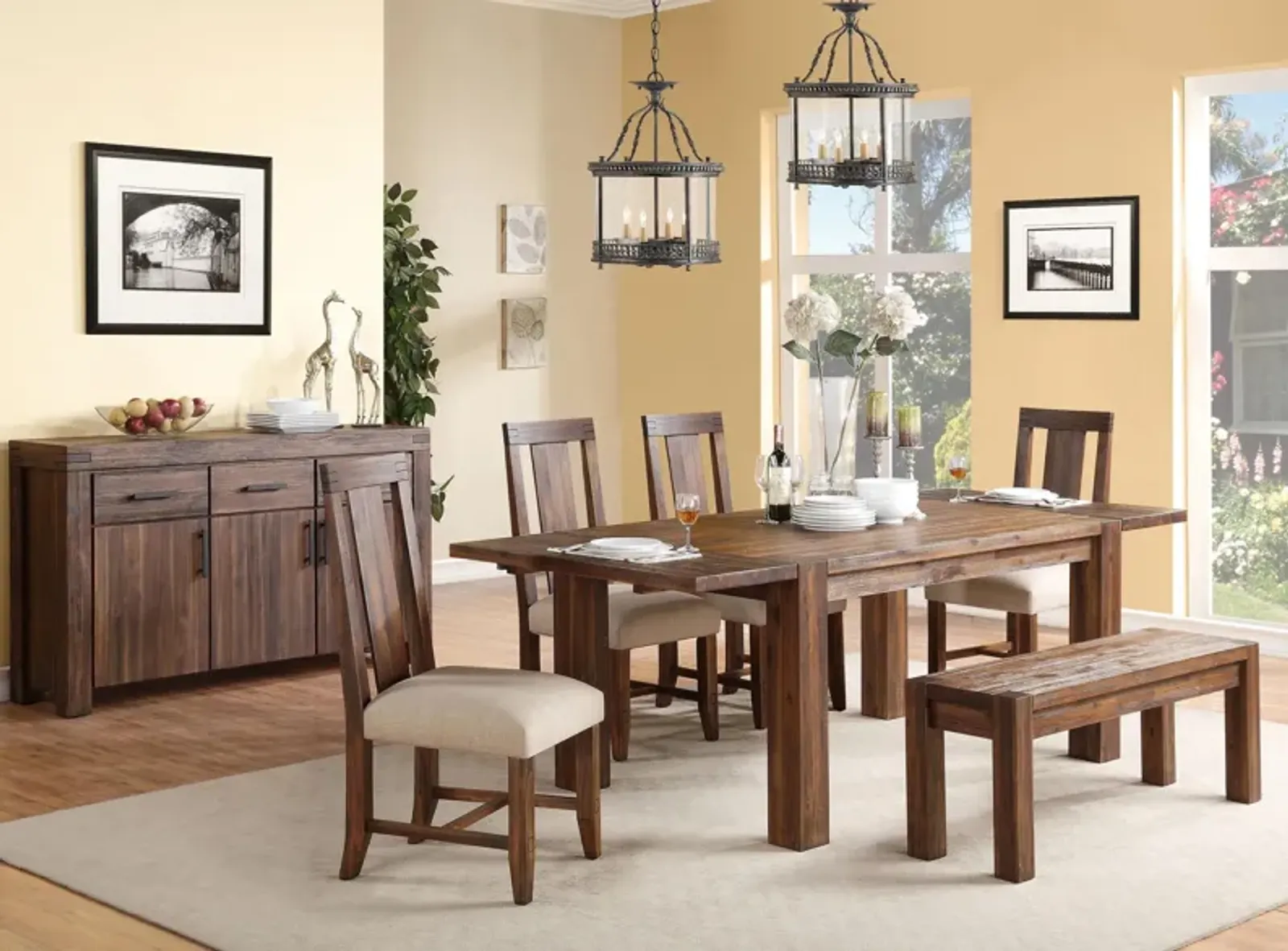 Middlefield 6-pc. Dining Set w/ Upholstered Chairs and Bench