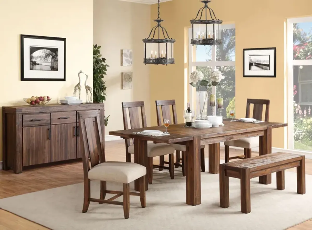 Middlefield 6-pc. Dining Set w/ Upholstered Chairs and Bench in Brick Brown by Bellanest