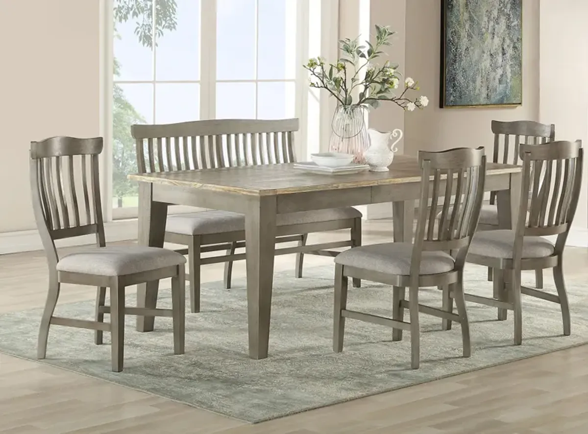 Pine Crest 6-pc. Dining Set with Tulip Bench in Distressed Pine by ECI