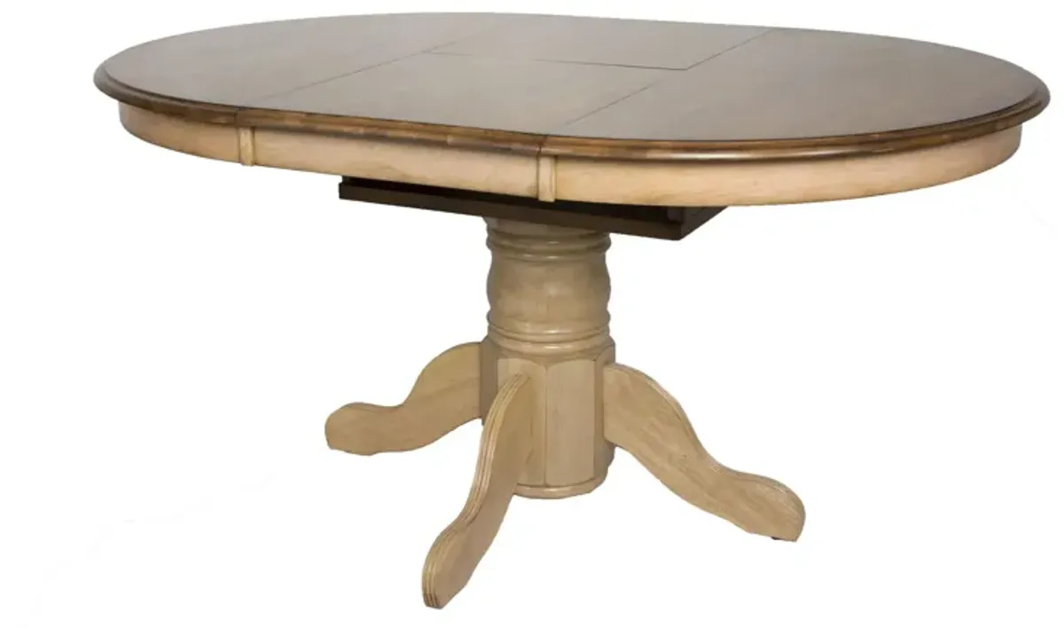 Brook Round Dining Table w/ Leaf in Wheat and Pecan by Sunset Trading