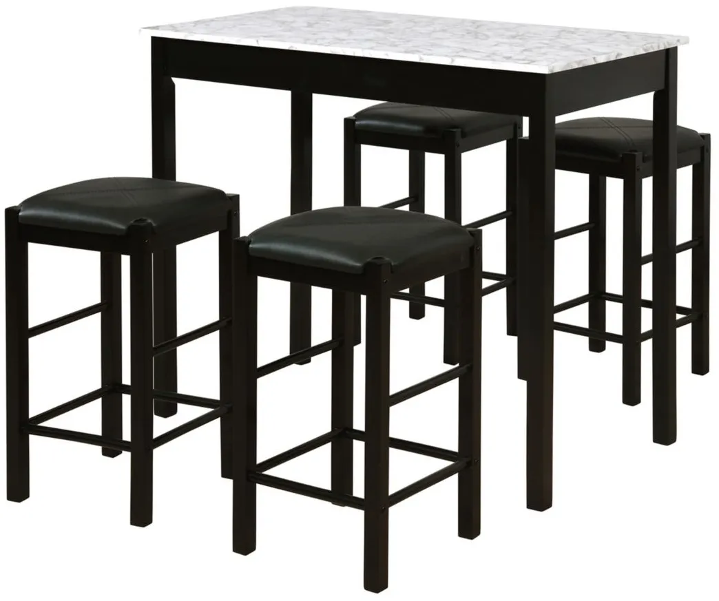 Lancer 5-pc. Counter-Height Dining Set in Black by Linon Home Decor