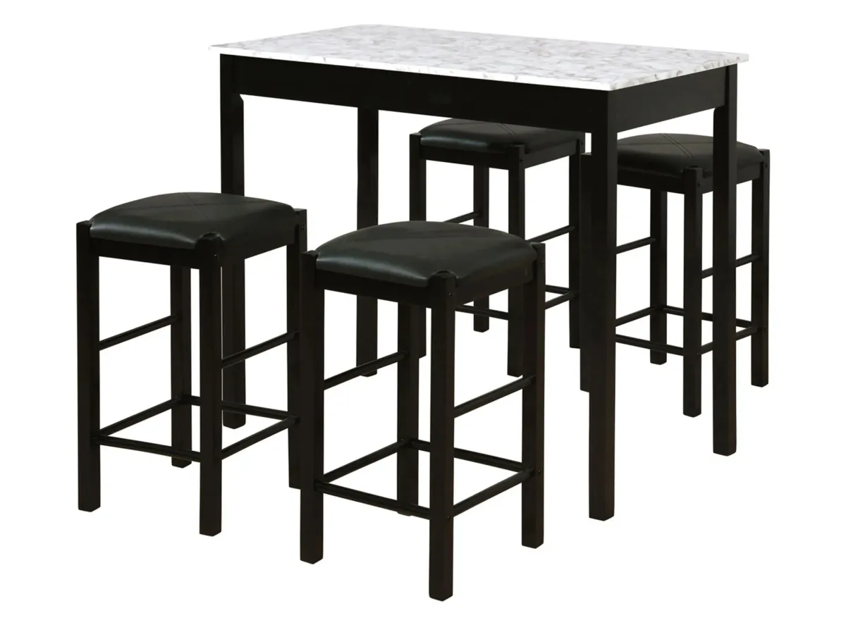 Lancer 5-pc. Counter-Height Dining Set in Black by Linon Home Decor