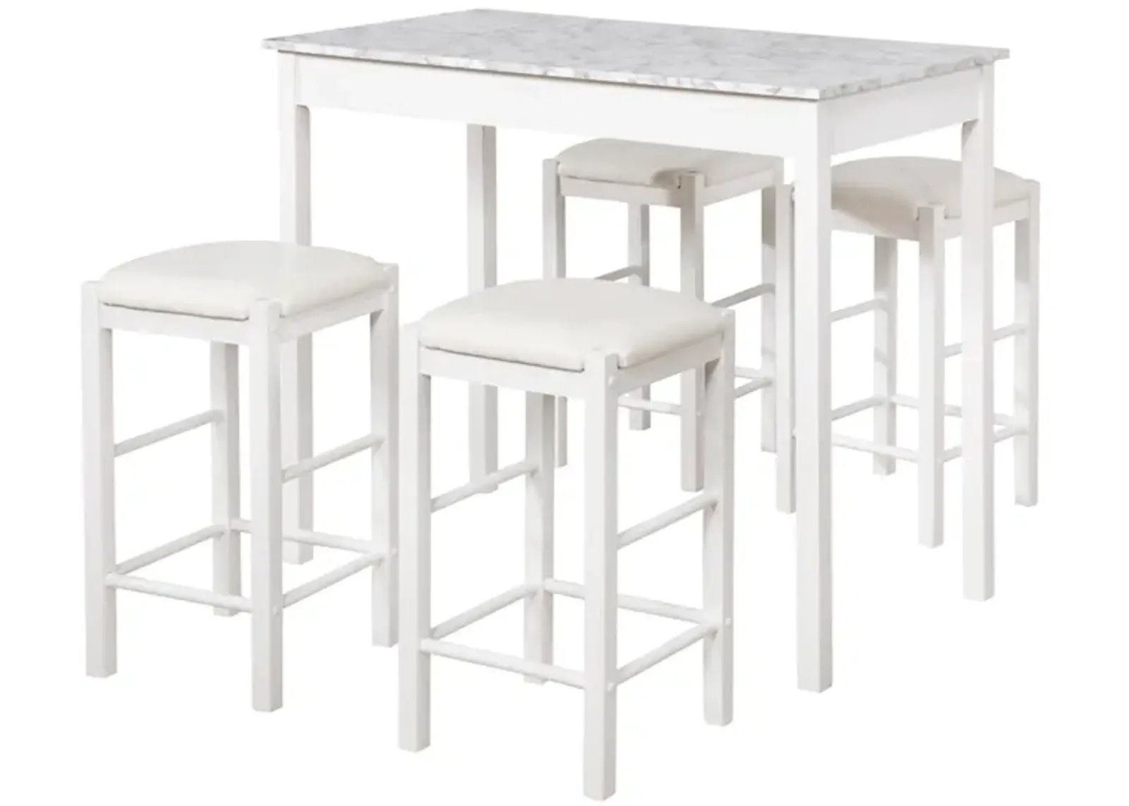 Lancer 5-pc. Counter-Height Dining Set in White by Linon Home Decor