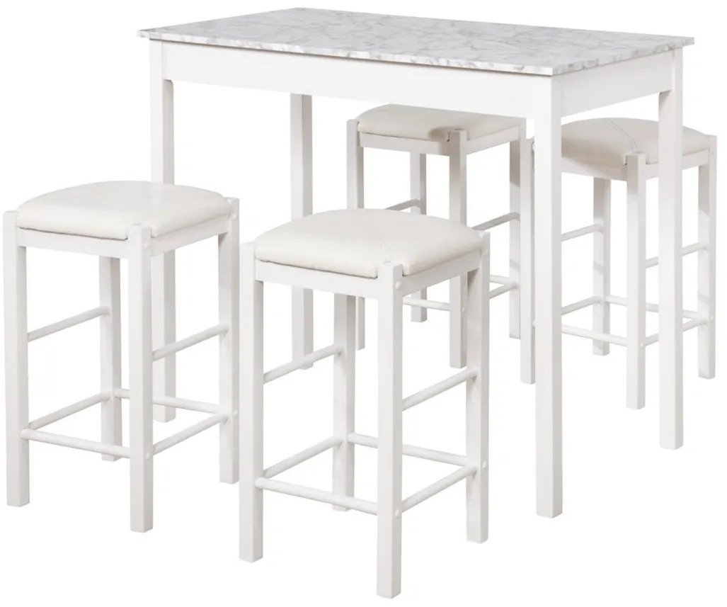 Lancer 5-pc. Counter-Height Dining Set in White by Linon Home Decor
