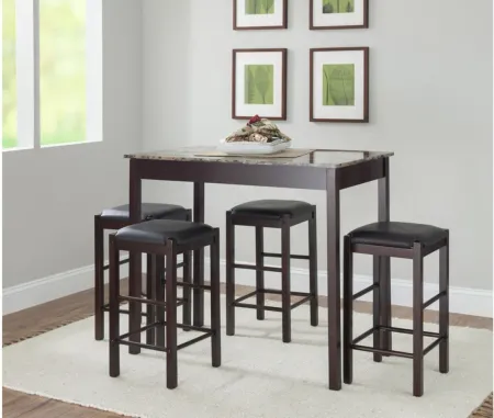 Lancer 5-pc. Counter-Height Dining Set in Espresso by Linon Home Decor