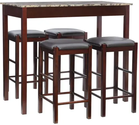 Lancer 5-pc. Counter-Height Dining Set in Espresso by Linon Home Decor