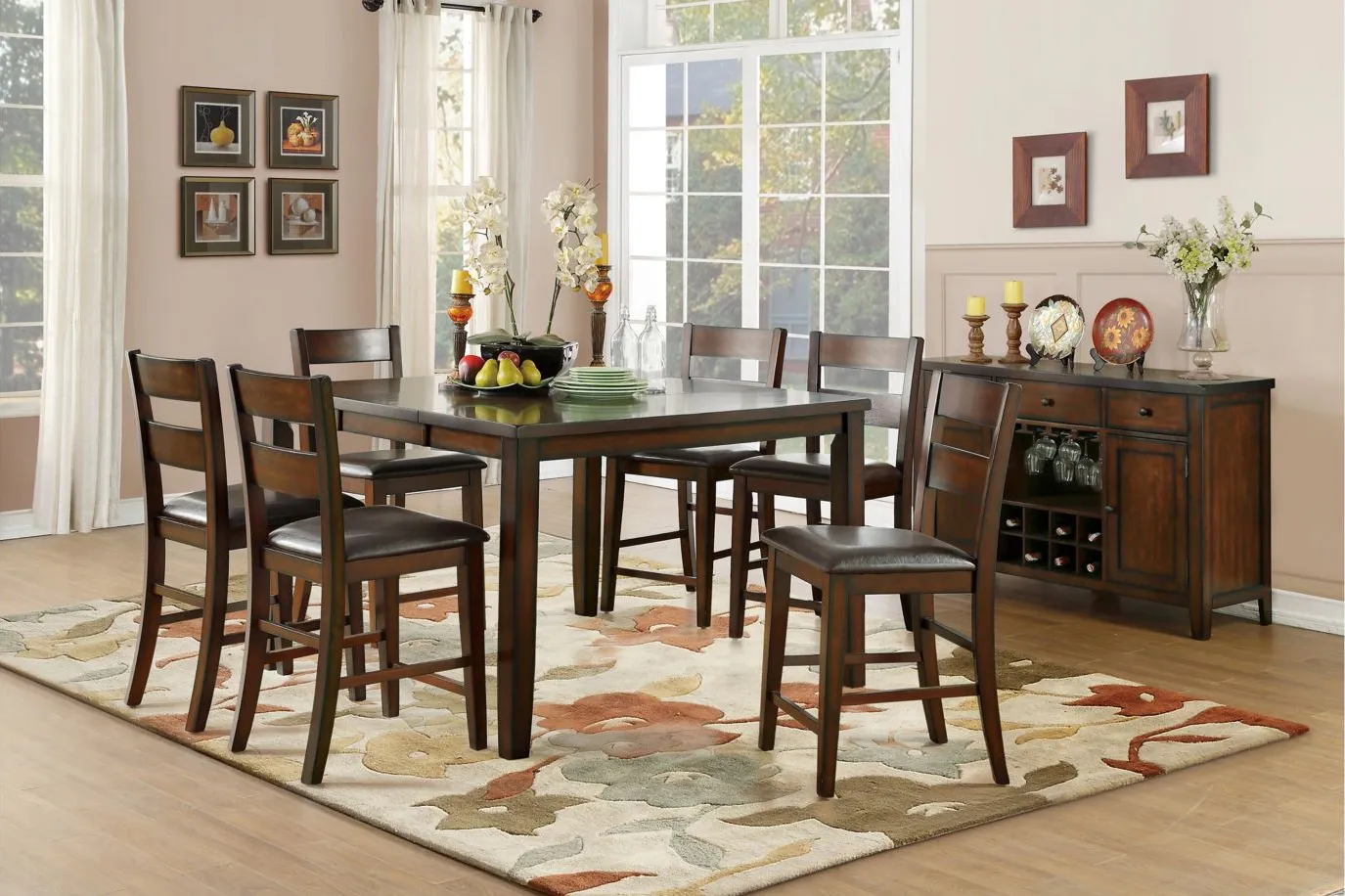 Flannigan 7-pc. Counter Height Dining Set in Light Cherry by Homelegance