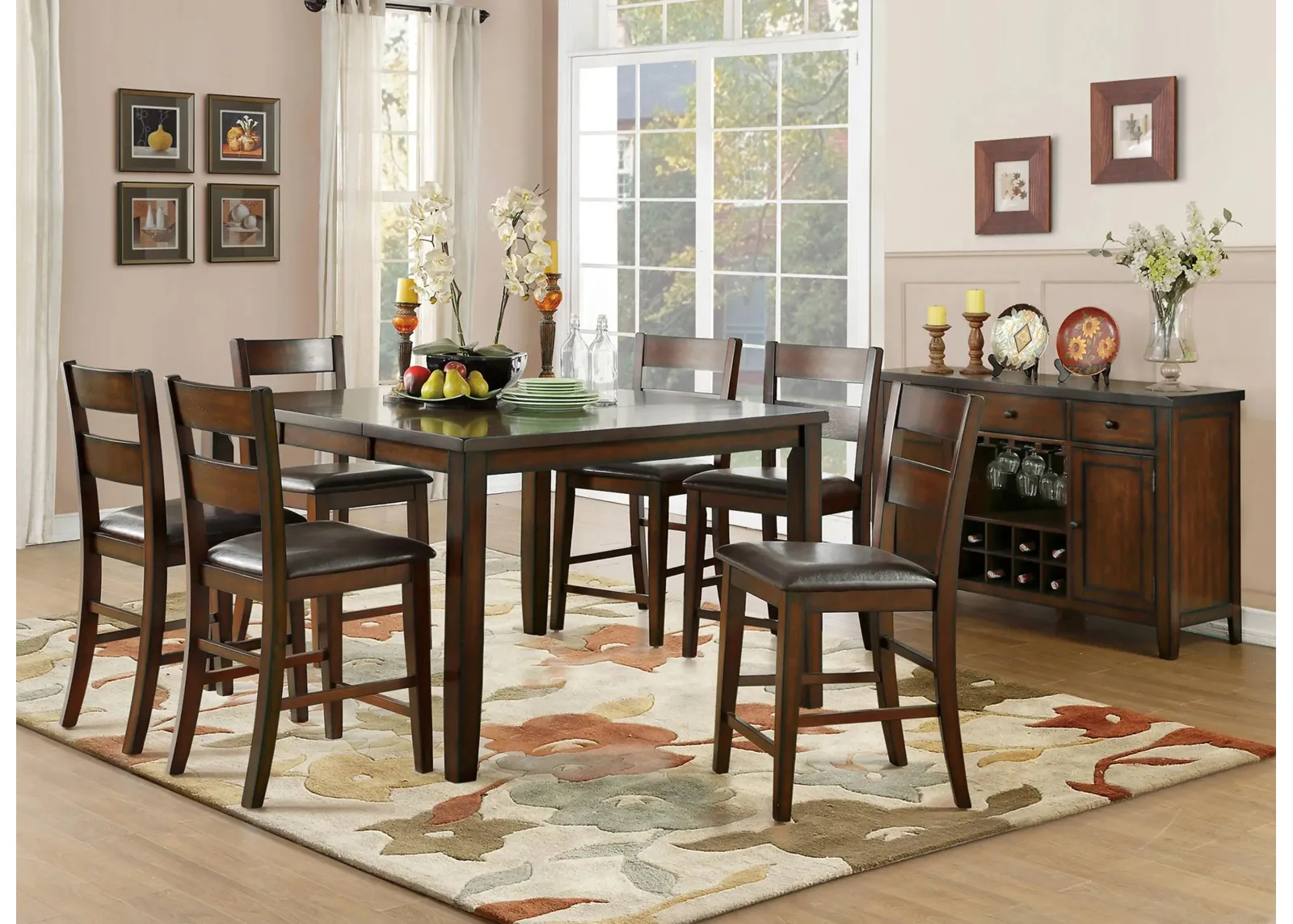 Flannigan 7-pc. Counter Height Dining Set in Cherry by Homelegance