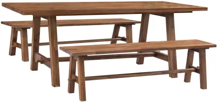 Bedford Table and Bench Set in Brushed Brown by New Pacific Direct