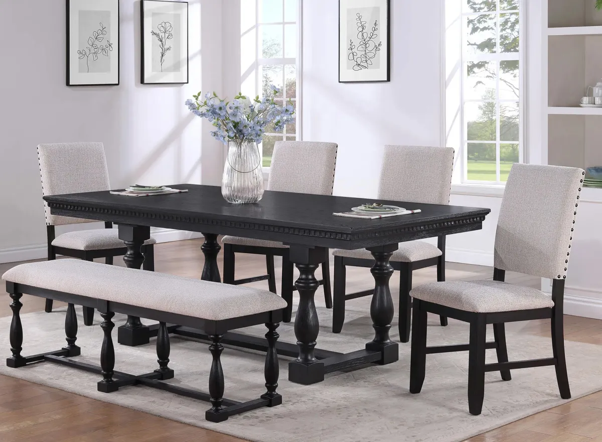 Regent 6-pc. Dining Set in Charcoal by Crown Mark