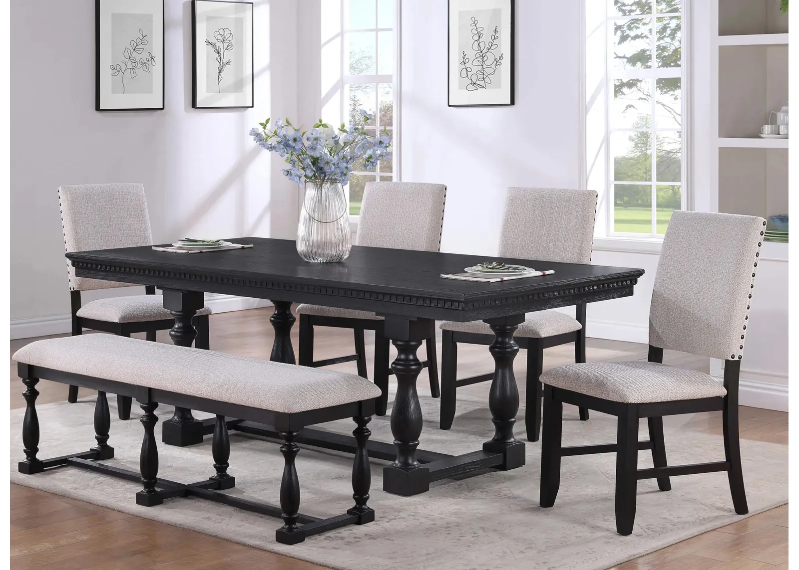 Regent 6-pc. Dining Set in Charcoal by Crown Mark