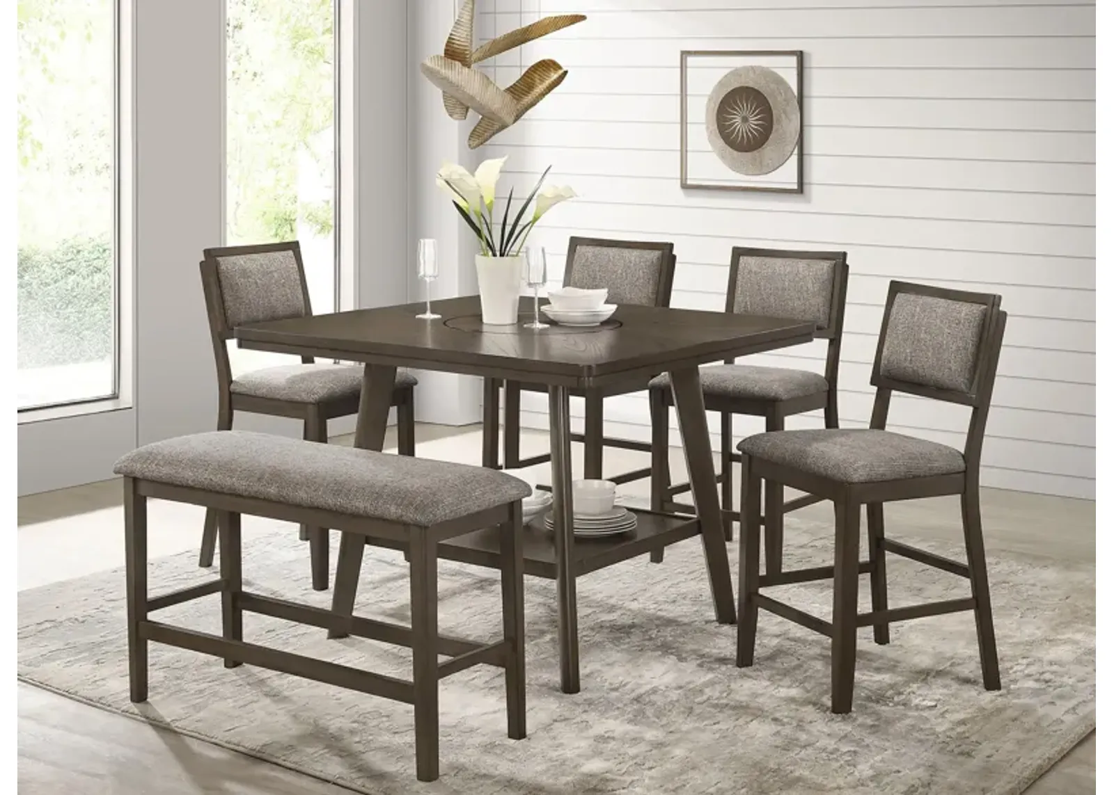 Ember 6-pc. Counter Height Dining Set in Dark Grey by Crown Mark