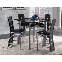 Maya 5-pc. Counter Height Dining Set in Silver Metal by Homelegance