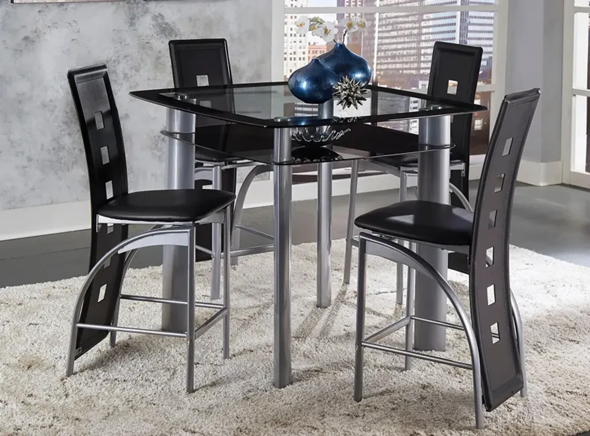 Maya 5-pc Counter Height Dining Set in Black and Silver by Homelegance