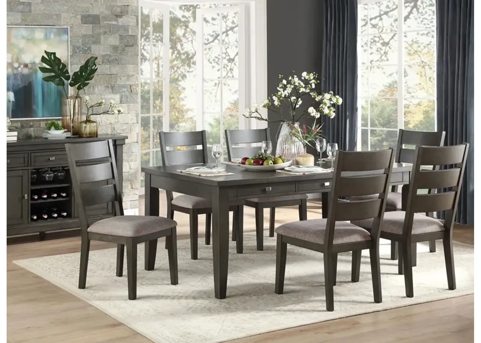 Brindle 7-pc Dining Set in Gray by Homelegance