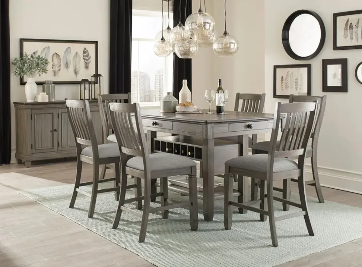 Lark 7-pc. Counter Height Dining Room Set in Antique Gray by Homelegance