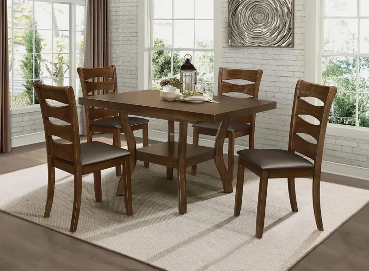 Coring 5-pc Dining Room Set in Brown by Homelegance