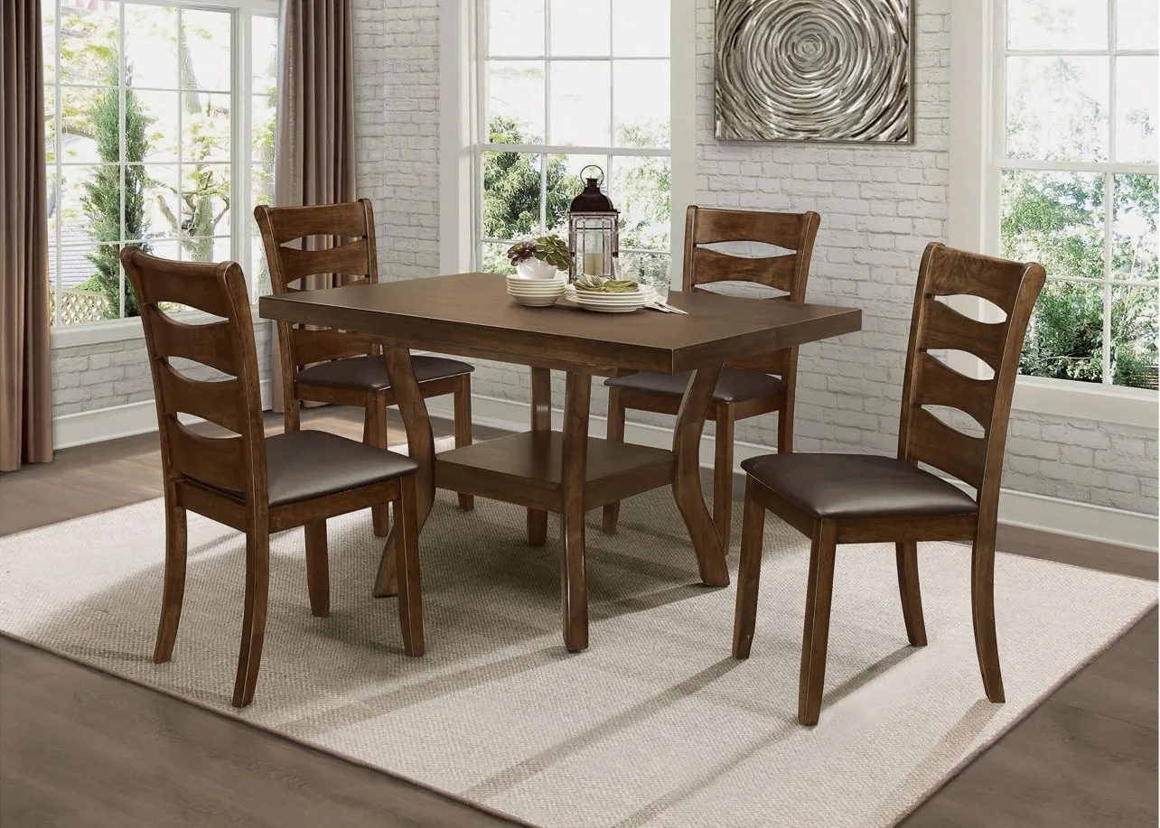 Coring 5-pc. Dining Room Set in Brown by Homelegance