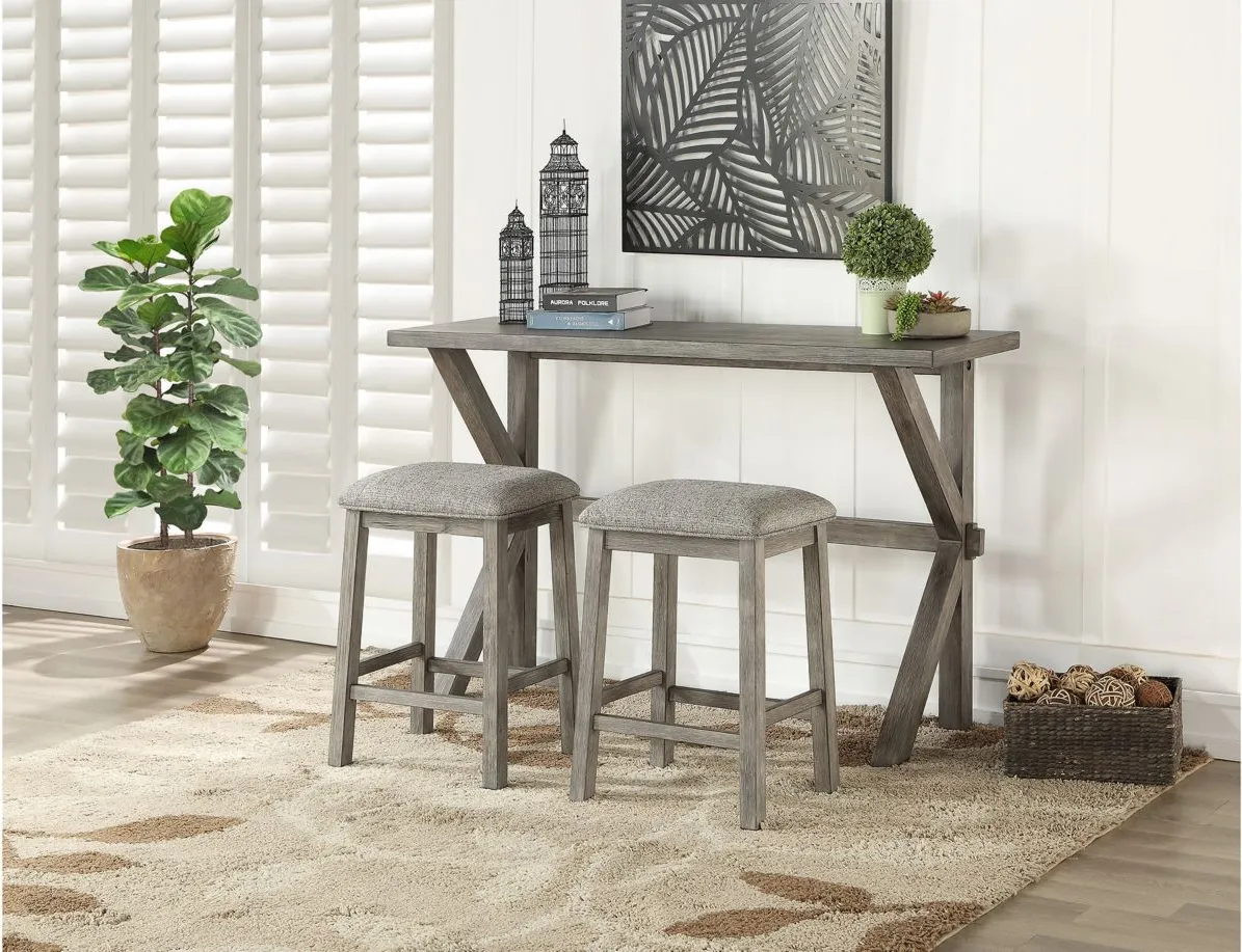 Armhurst 3-pc. Counter Height Dining Set in Wire Brush Gray by Homelegance