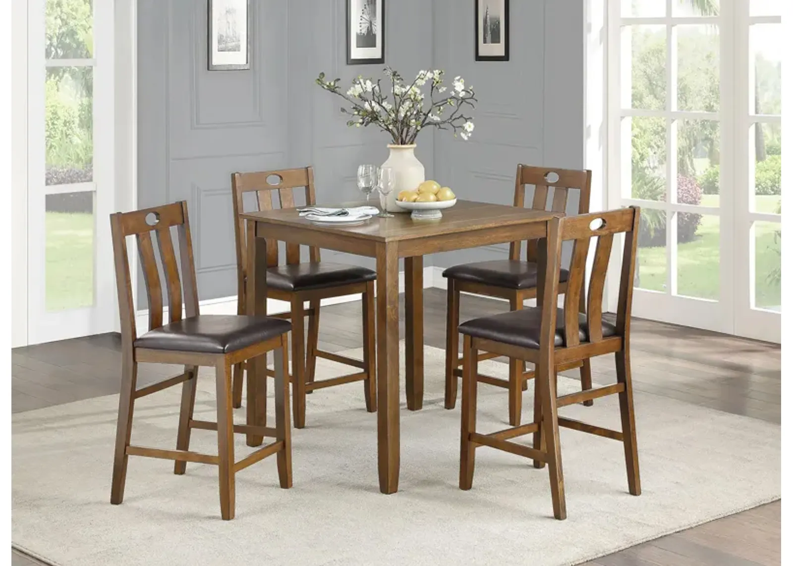 Kaydee 5-pc Counter Height Dining Set in Brown by Homelegance