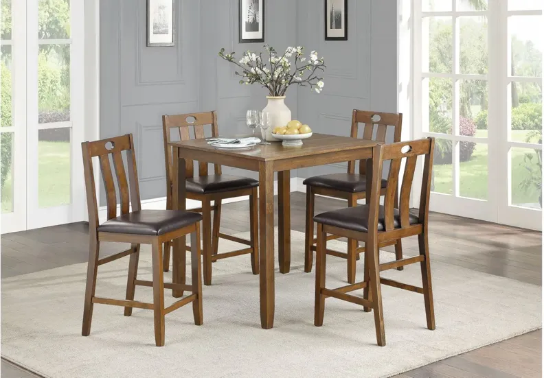 Kaydee 5-pc. Counter Height Dining Set in Brown by Homelegance