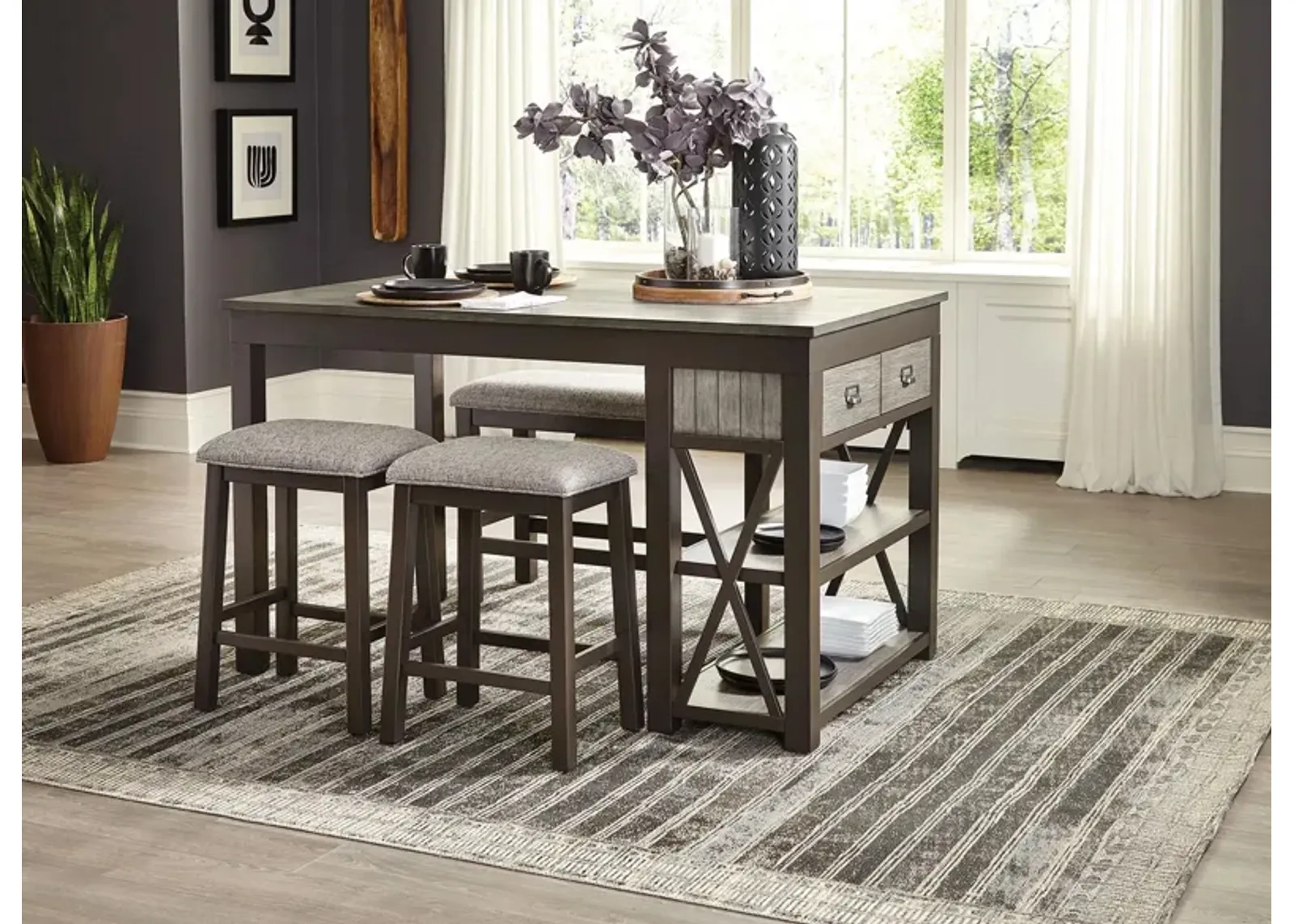 Pike 4-pc. Counter Height Dining Set in Gray by Homelegance