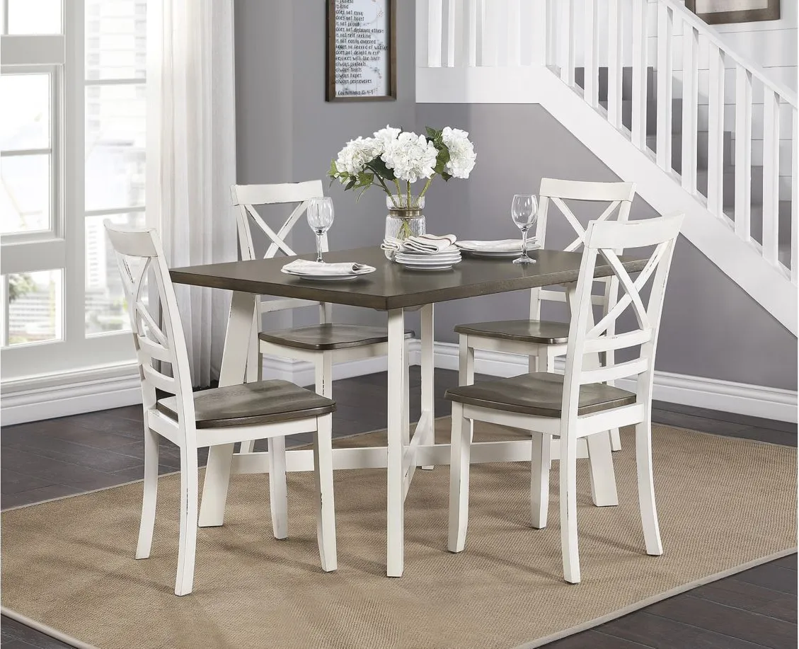 Samuel 5-pc. Dining Set in 2-Tone Finish (Antique White and Cherry) by Homelegance