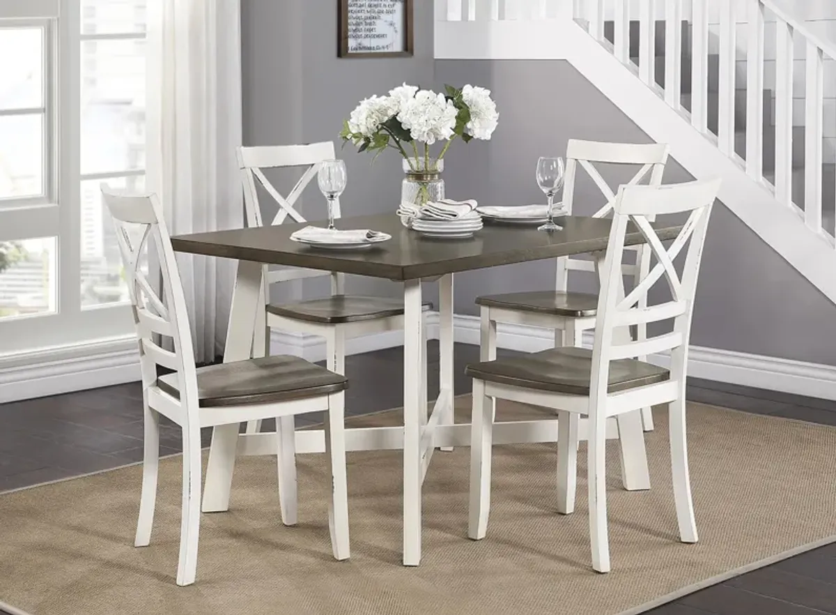 Samuel 5-pc Dining Set in 2-Tone Finish (Antique White and Cherry) by Homelegance