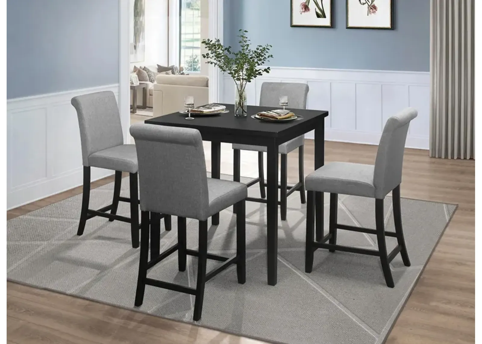 Ithaca 5-pc Counter Height Dining Set in Black by Homelegance