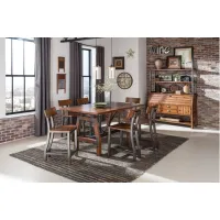 Dayton 7-pc. Counter Height Dining Set in 2-Tone Finish (Rustic Brown & Gunmetal) by Homelegance